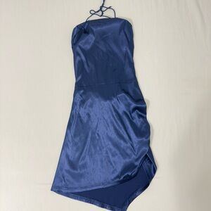 Cider Navy Satin Mini Dress
